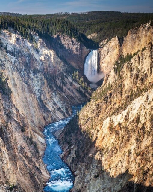 Waterfall, river and canyon at Artist Point in Yellowstone