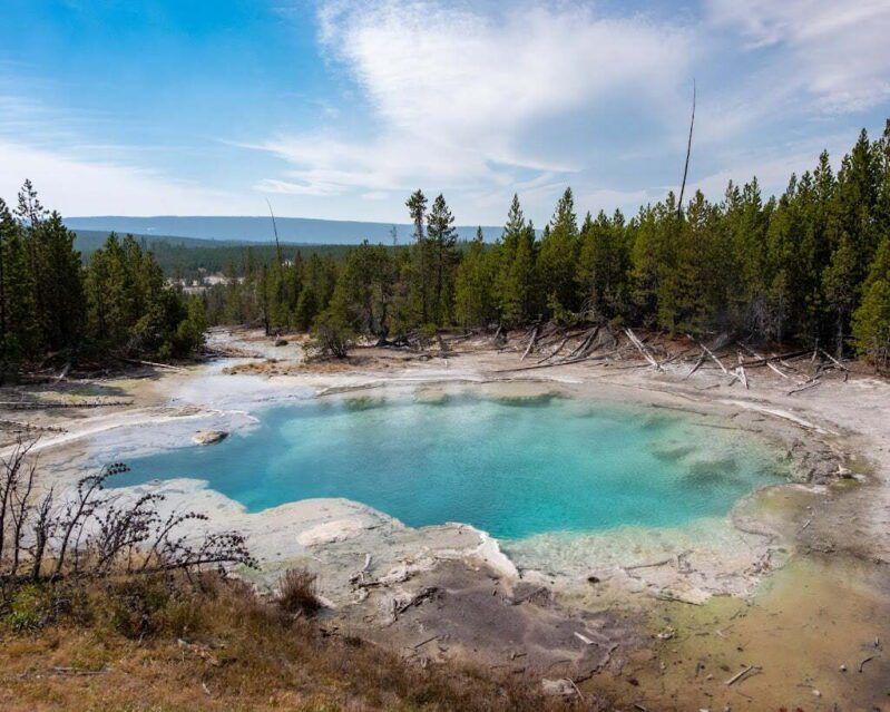 Blue hot spring pool at Norris Geyser Basin, Yellowstone