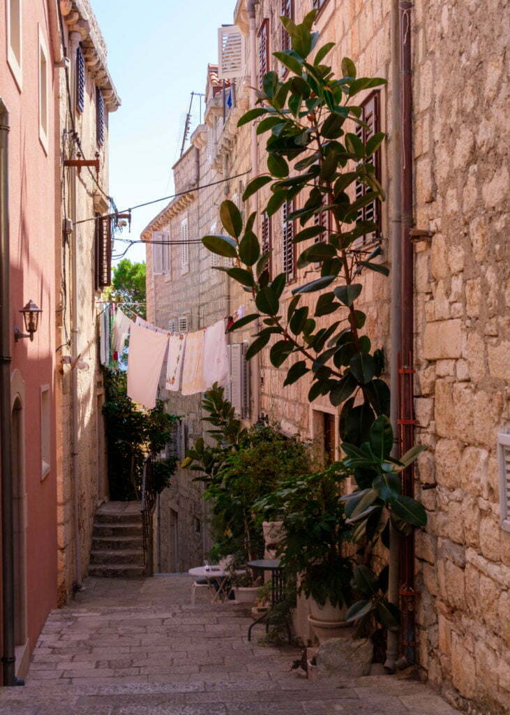 Old alleyway in Korcula, Croatia