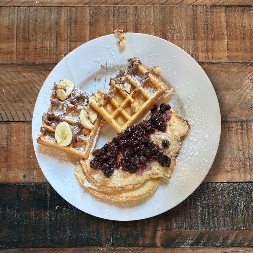 Plate of breakfast food at Conover Club in the Catskills