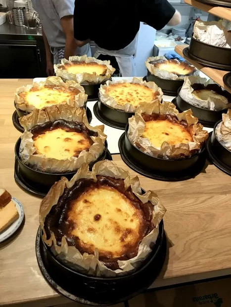 Basque cheesecake, a specialty in San Sebastian, Spain