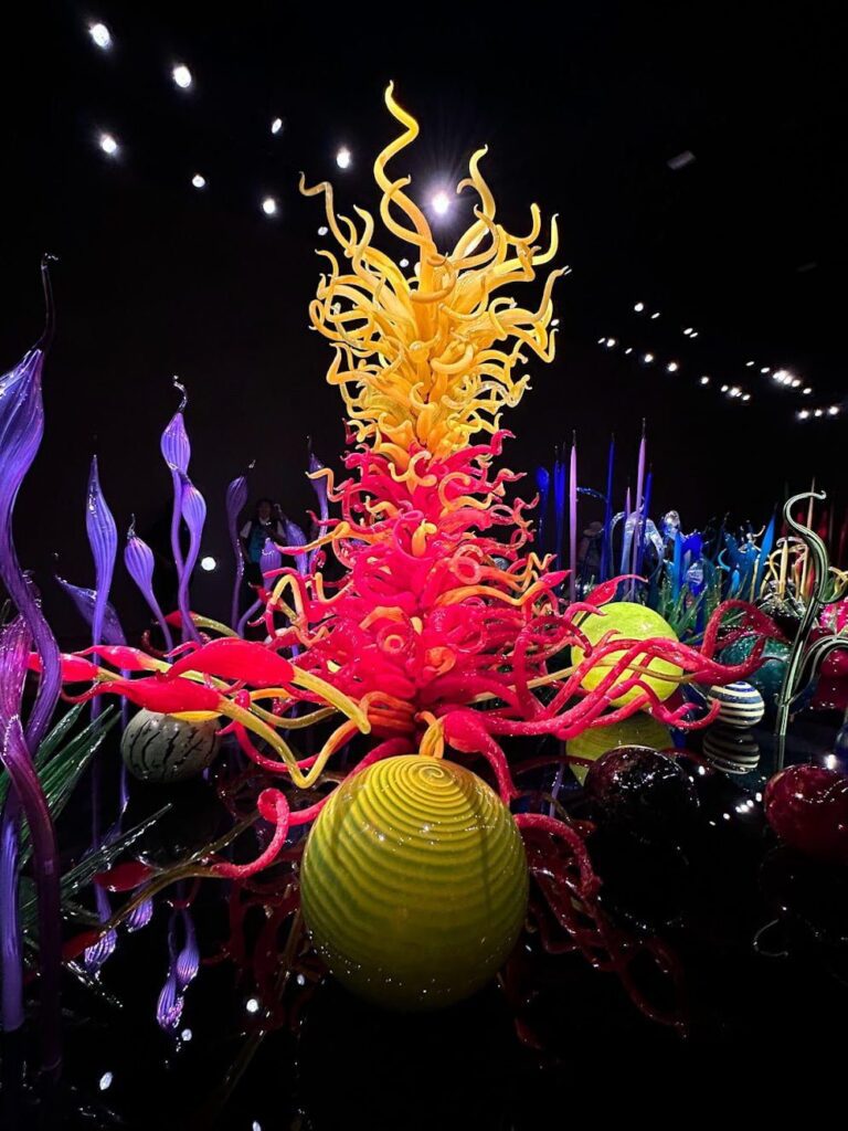 Colorful glass Chihuly sculpture in Seattle