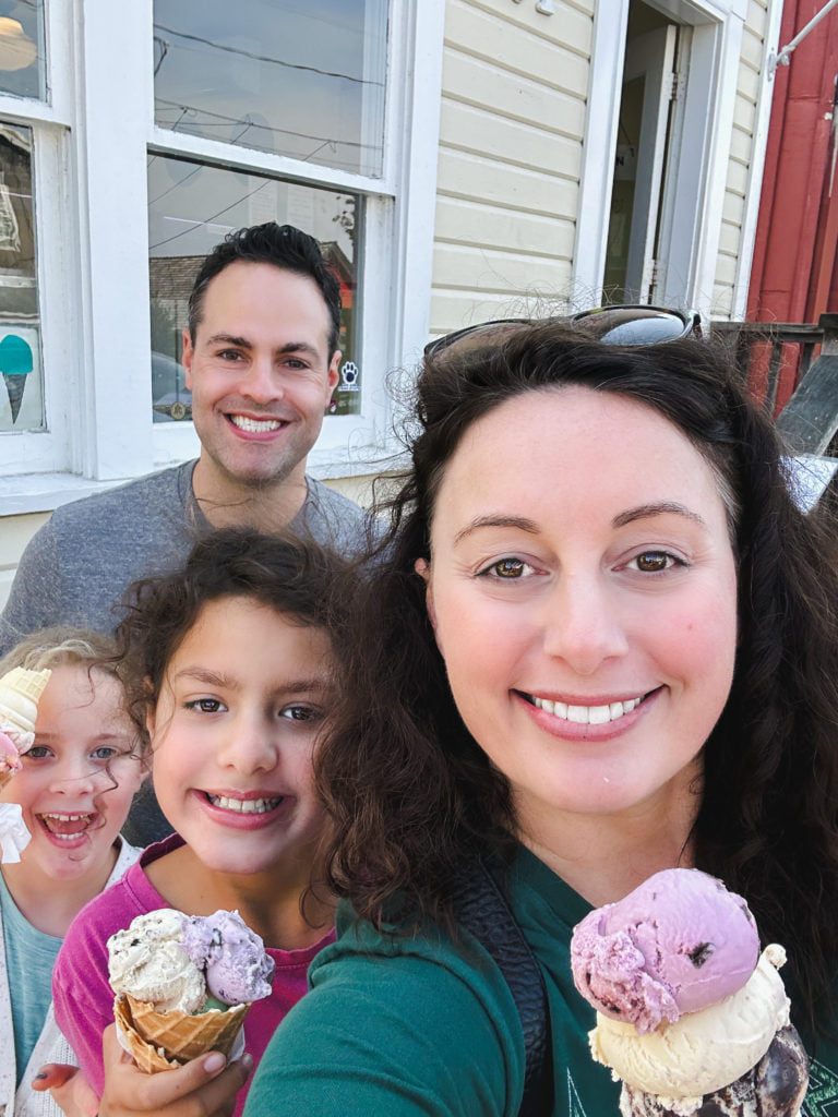 The Adventurous Tastes family enjoying ice cream from Sprinkle on Whidbey Island