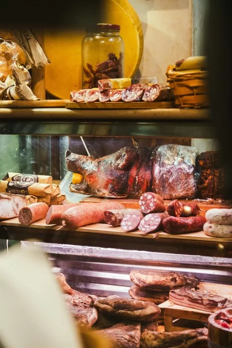 Meats in a Roman butcher shop