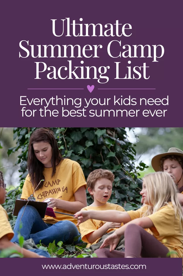 The Ultimate Summer Camp Packing List - everything your kids need for the best summer ever from adventuroustastes.com Kids and a counselor all wearing yellow camp tshirts