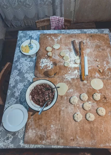 Making khachapuri on our Georgia itinerary - ingredients on a table