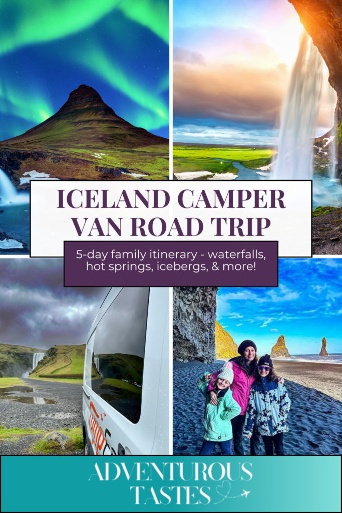 Iceland with kids by camper van - a 5-day family itinerary - waterfalls, hot springs, icebergs & more from Adventurous Tastes