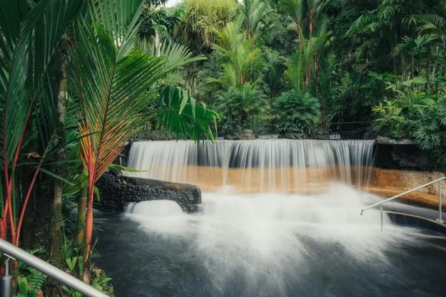 Small waterfall at Tabacon hot springs in Costa Rica