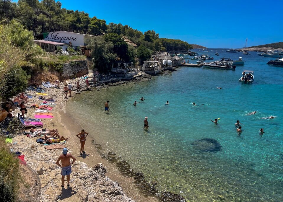 Pakleni islands - a fun day trip during a one week in Croatia itinerary
People swimming near rocky beach